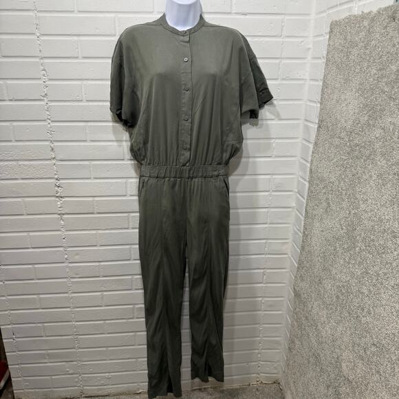 Lululemon Perfectly Poised Jumpsuit Grey Sage Green Cupro Fabric Sz 6 Utility - Picture 2 of 11